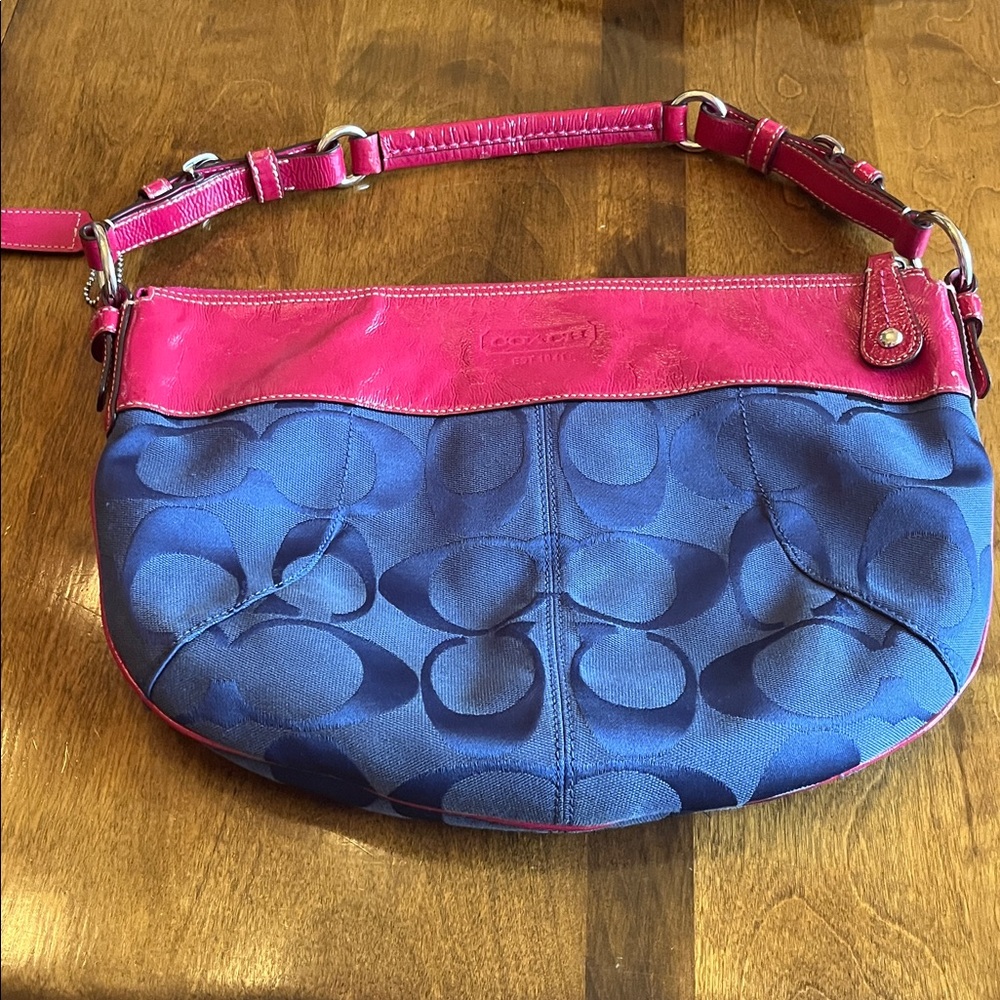 Coach Pink and Blue Hobo Bag